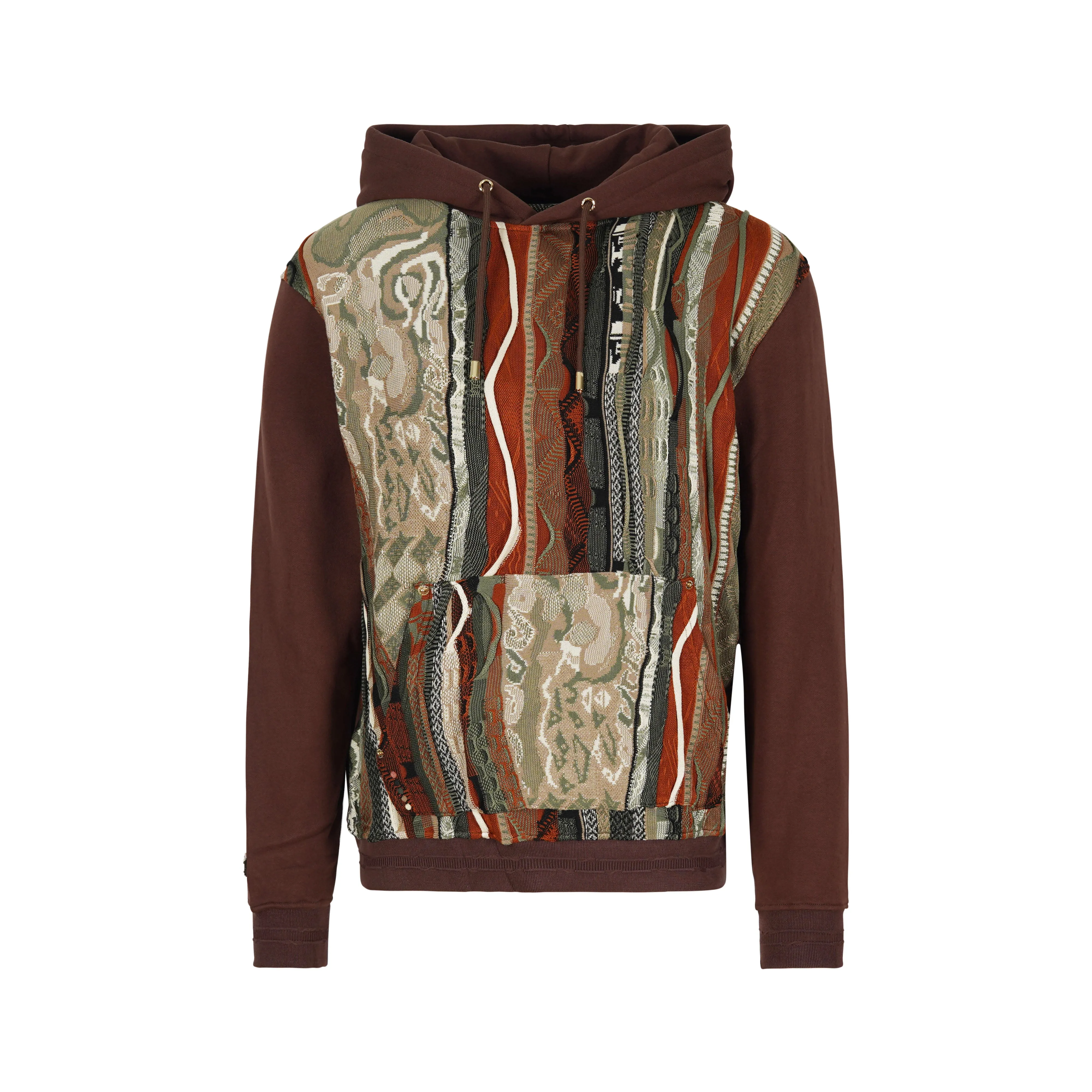 COOGI Sweater Pieced Fleece Hoody - Brown