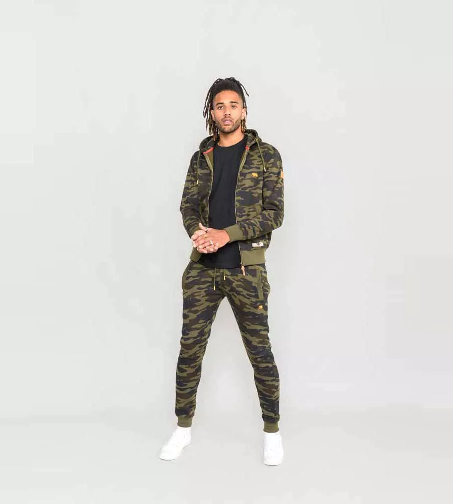 D555 Tall Mens Full Zip Hoodie With Camouflage Print (REGENT)