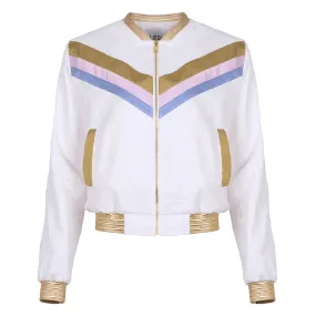 --Divine white bomber jacket-