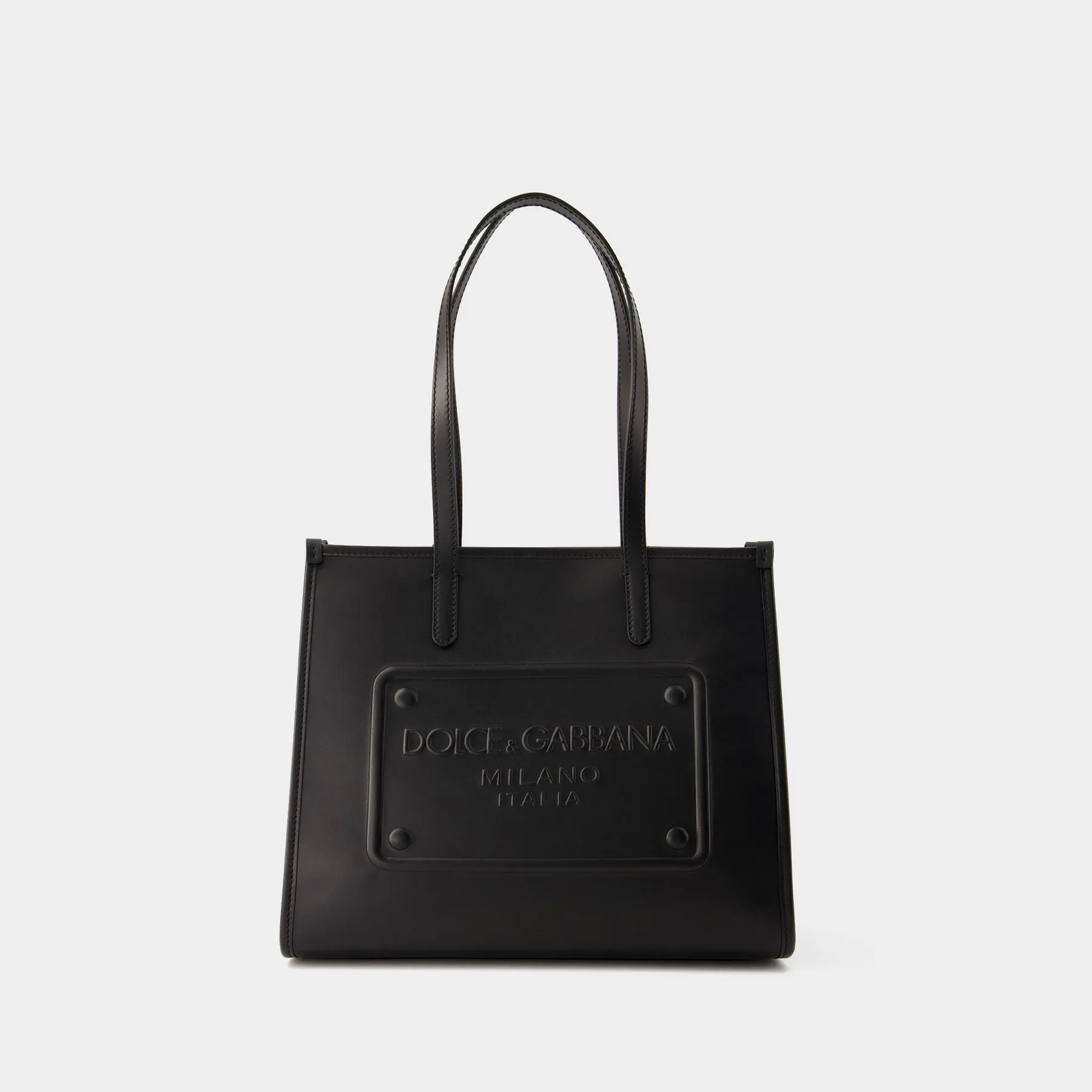 Dolce&Gabbana  Embossed Plaque Tote Bag - Dolce&Gabbana - Leather - Black