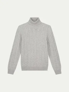 Dolcevita Cable Knit Sweater Light Grey