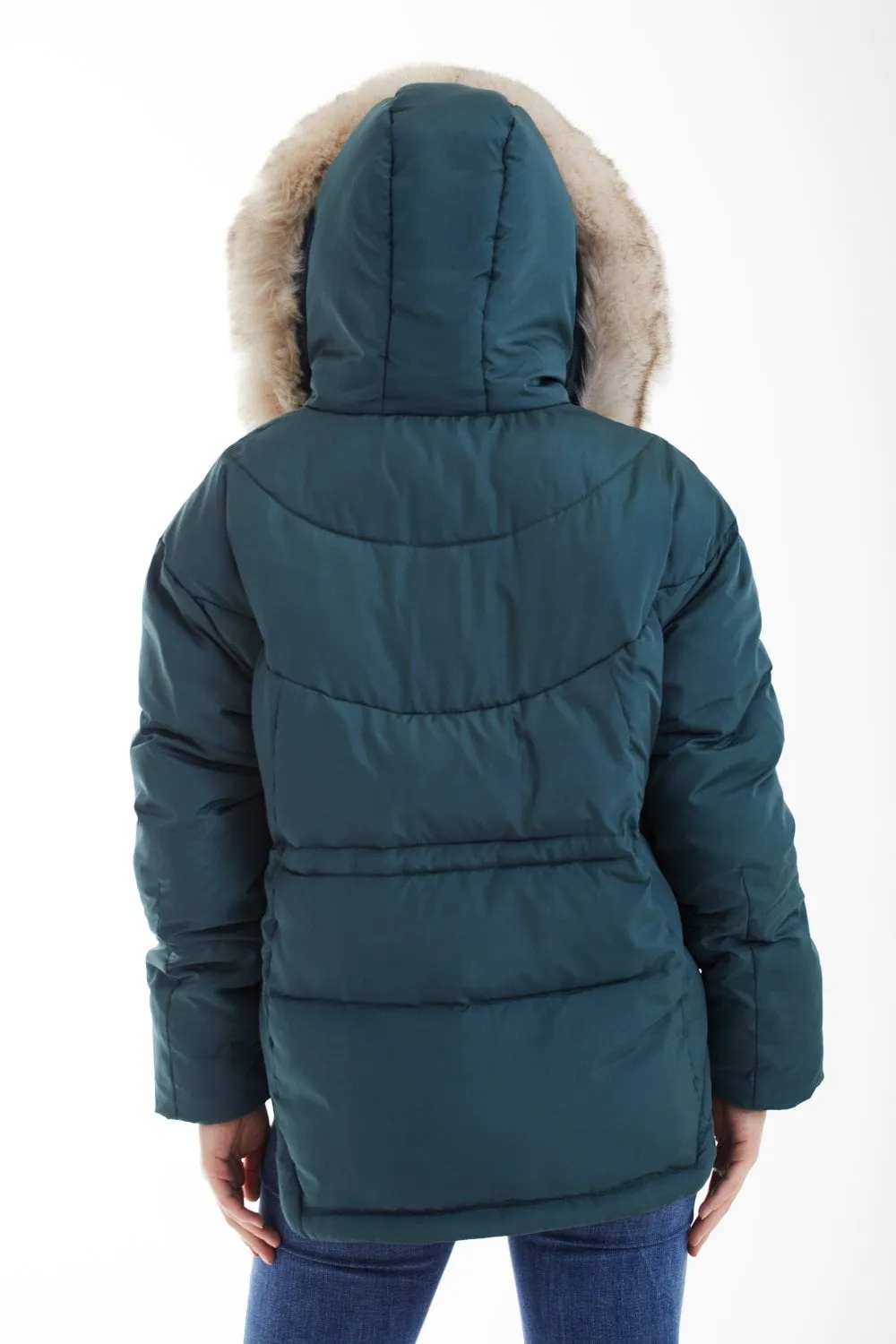 Double Second Teal Oversized Dip Back Puffer