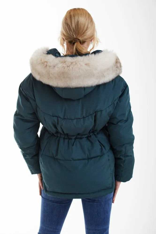 Double Second Teal Oversized Dip Back Puffer