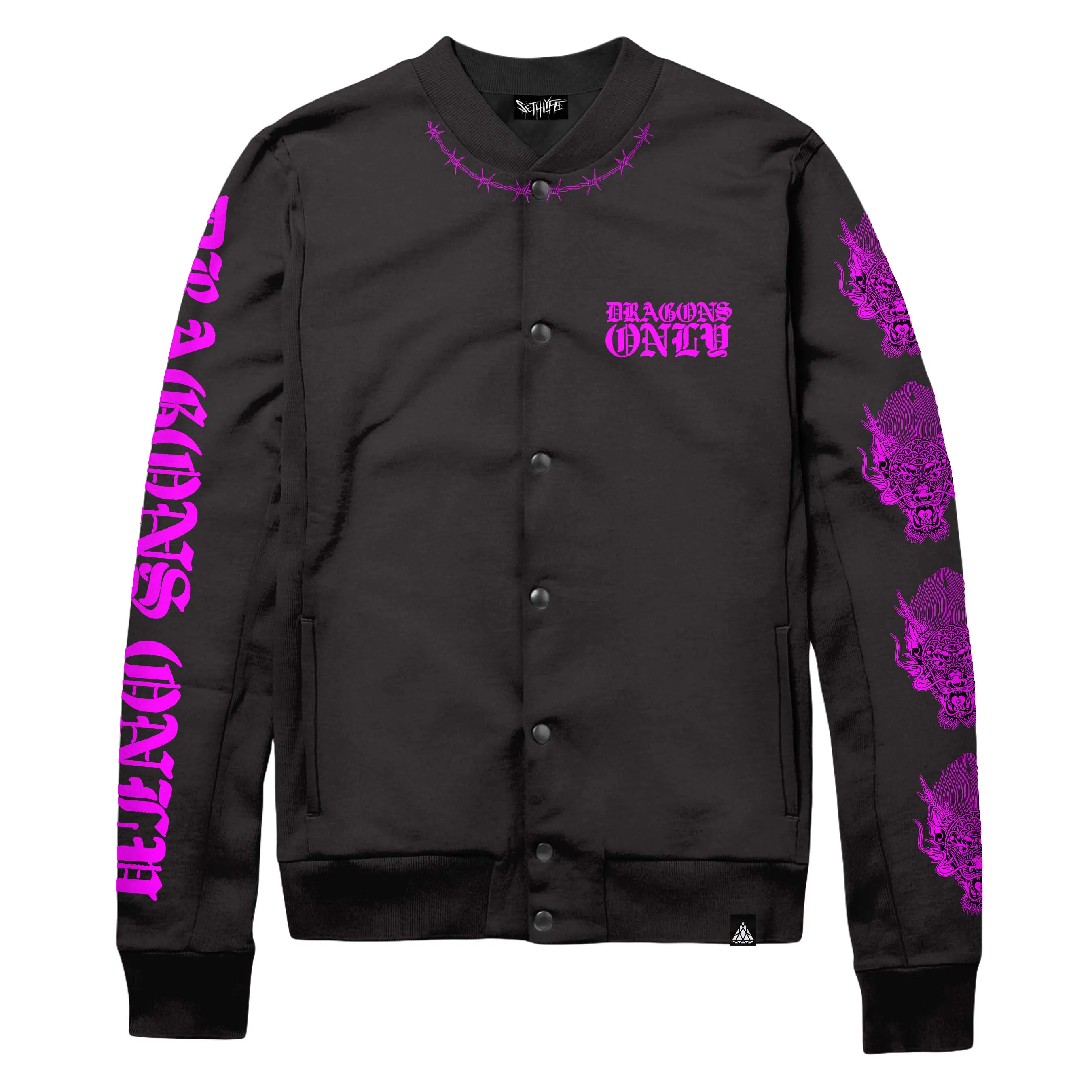 DRAGONS ONLY PINK VARSITY JACKET