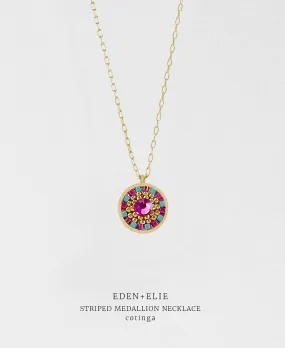 EDEN + ELIE Striped Medallion necklace - Cotinga