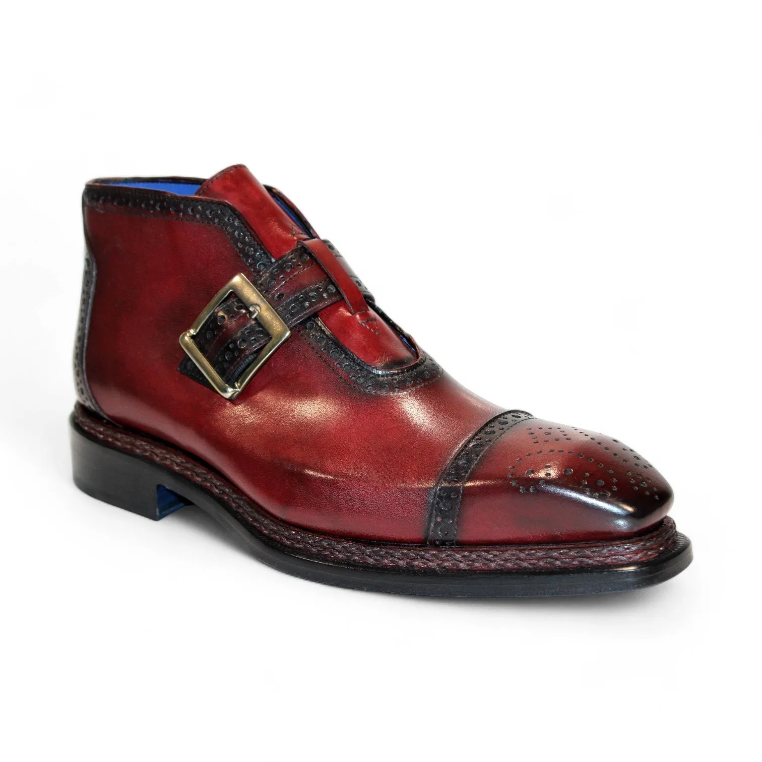 Emilio Franco Aldo Men's Shoes Antique Red Calf-Skin Leather Boots (EF1237)