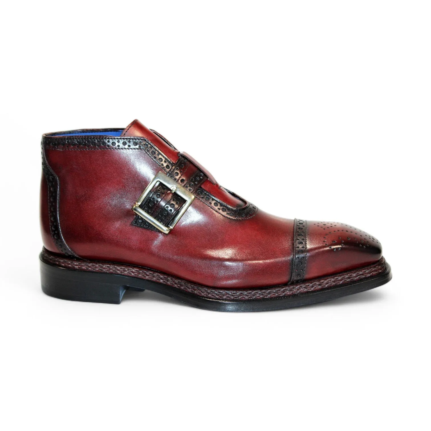 Emilio Franco Aldo Men's Shoes Antique Red Calf-Skin Leather Boots (EF1237)