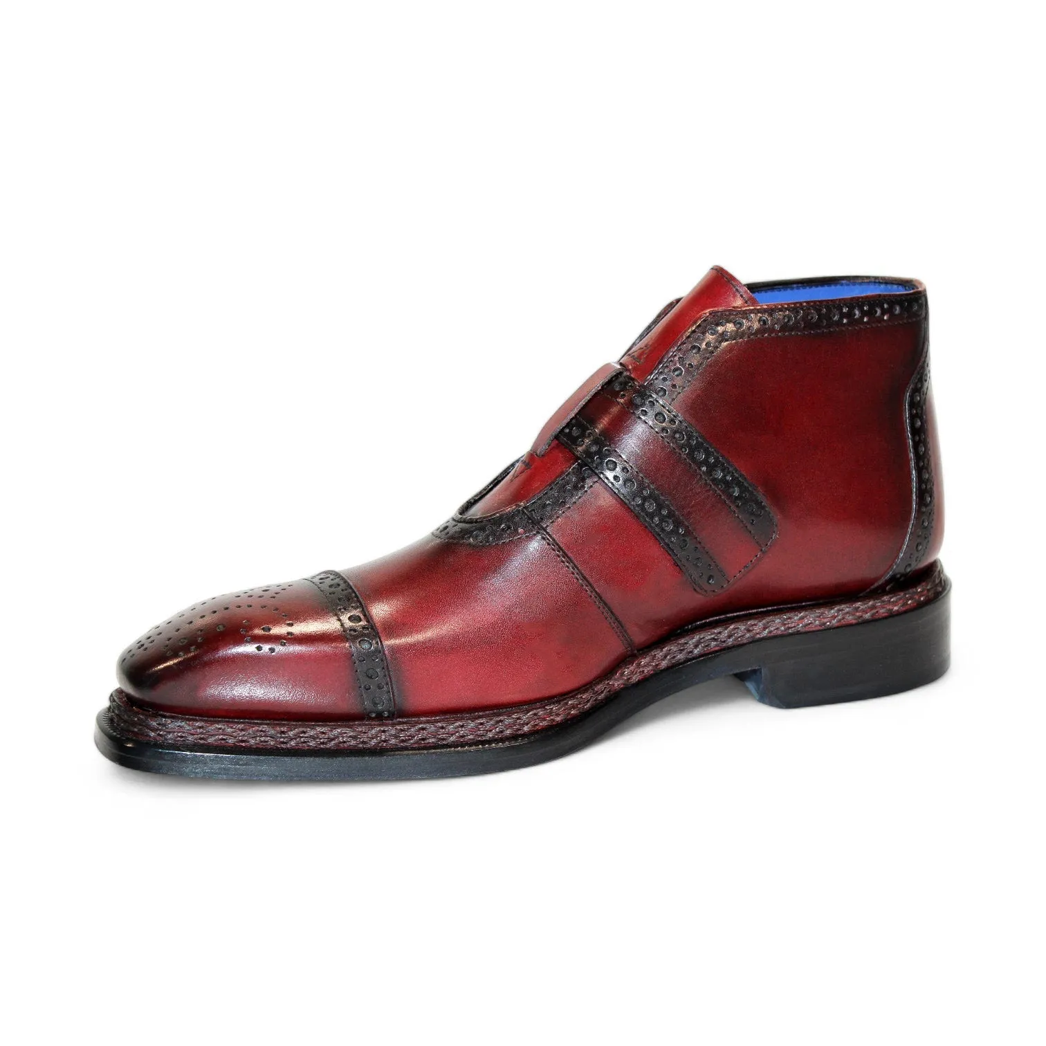 Emilio Franco Aldo Men's Shoes Antique Red Calf-Skin Leather Boots (EF1237)