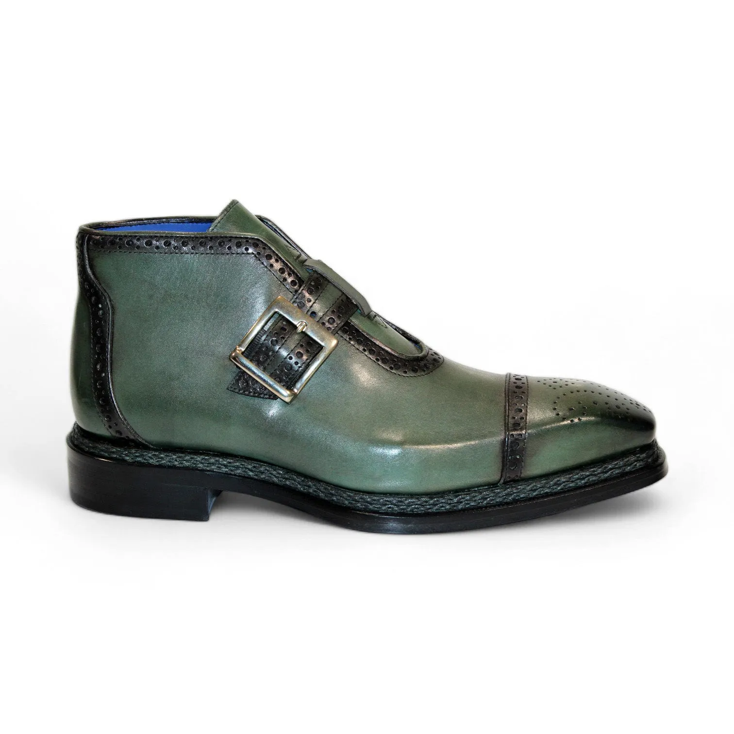 Emilio Franco Aldo Men's Shoes Green Calf-Skin Leather Boots (EF1239)