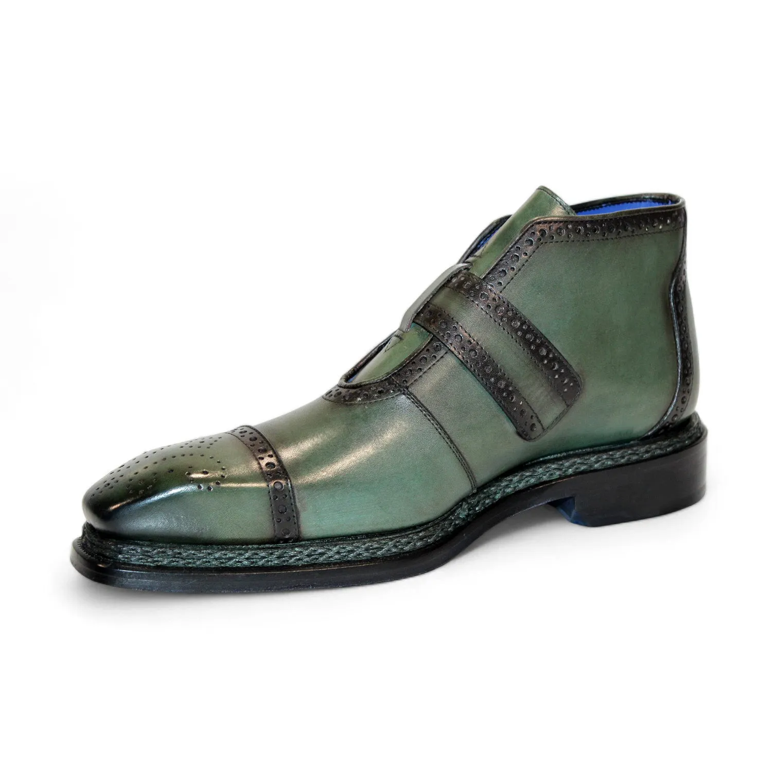 Emilio Franco Aldo Men's Shoes Green Calf-Skin Leather Boots (EF1239)