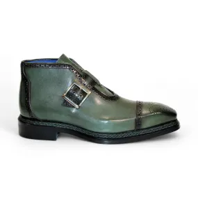 Emilio Franco Aldo Men's Shoes Green Calf-Skin Leather Boots (EF1239)