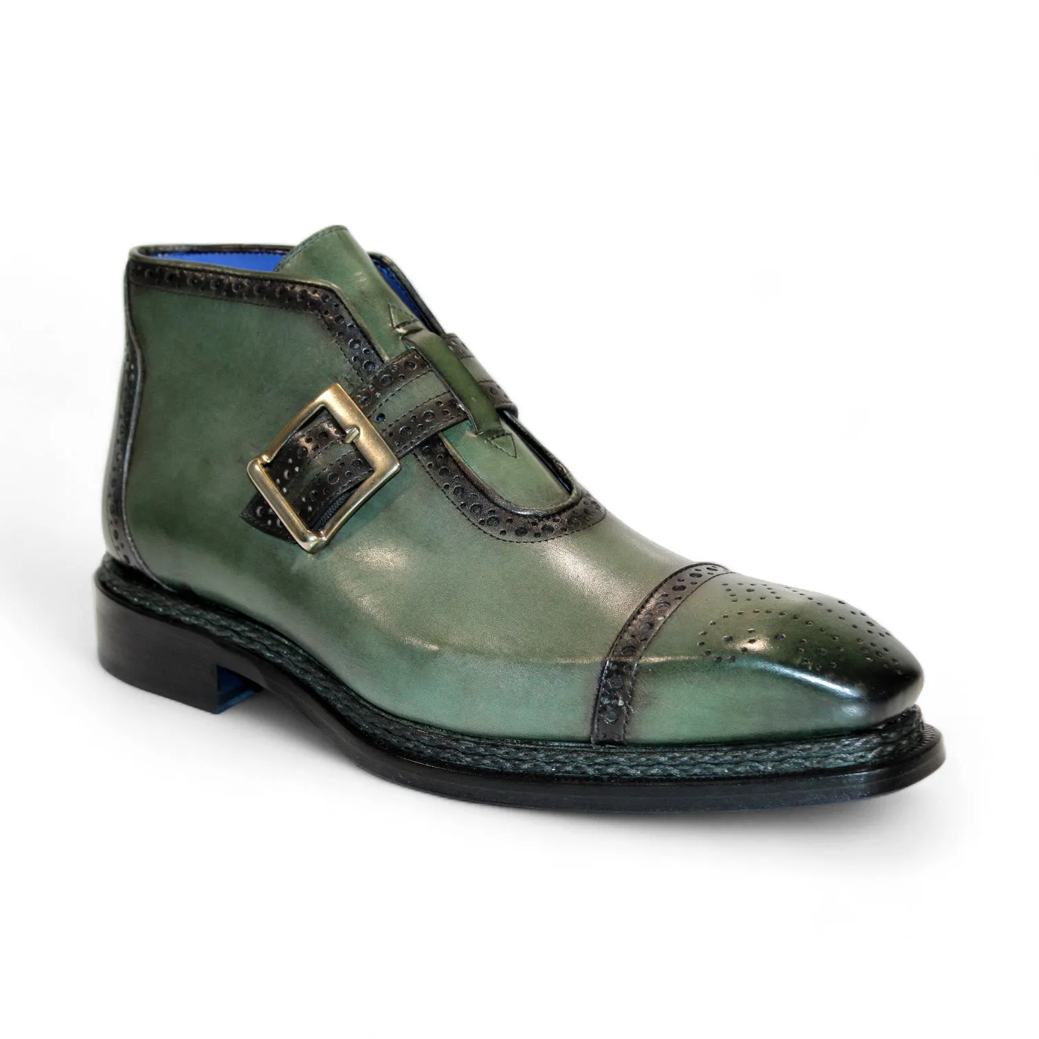 Emilio Franco Aldo Men's Shoes Green Calf-Skin Leather Boots (EF1239)