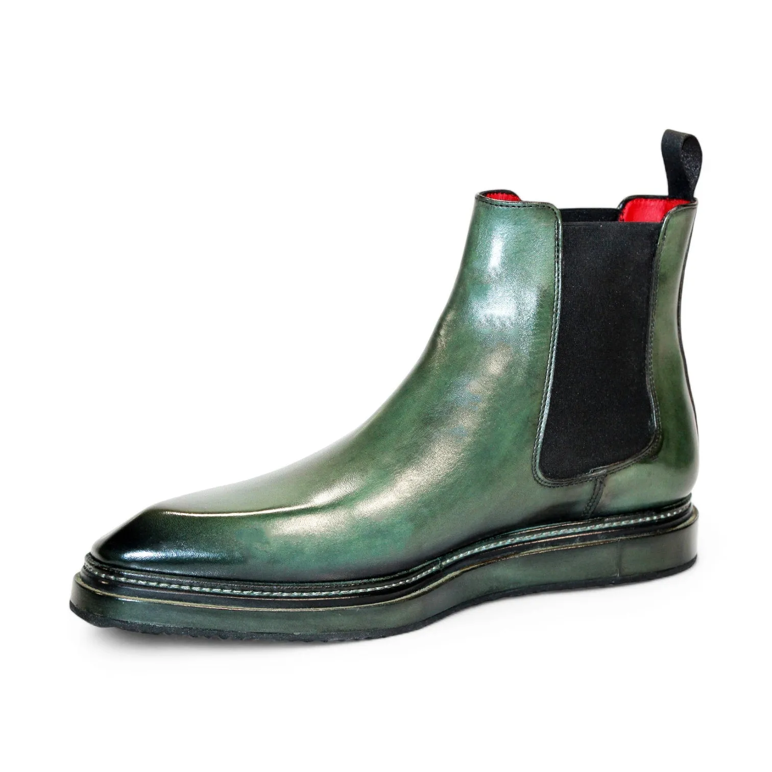 Emilio Franco Guido Men's Shoes Green Calf-Skin Leather Boots (EF1253)