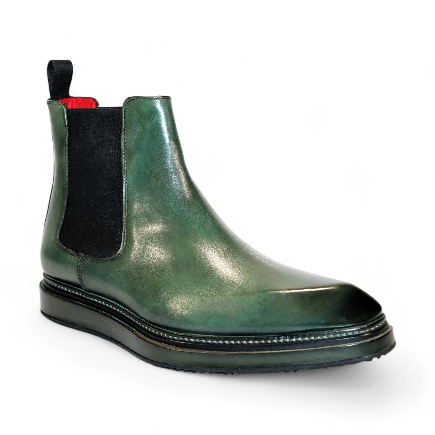 Emilio Franco Guido Men's Shoes Green Calf-Skin Leather Boots (EF1253)