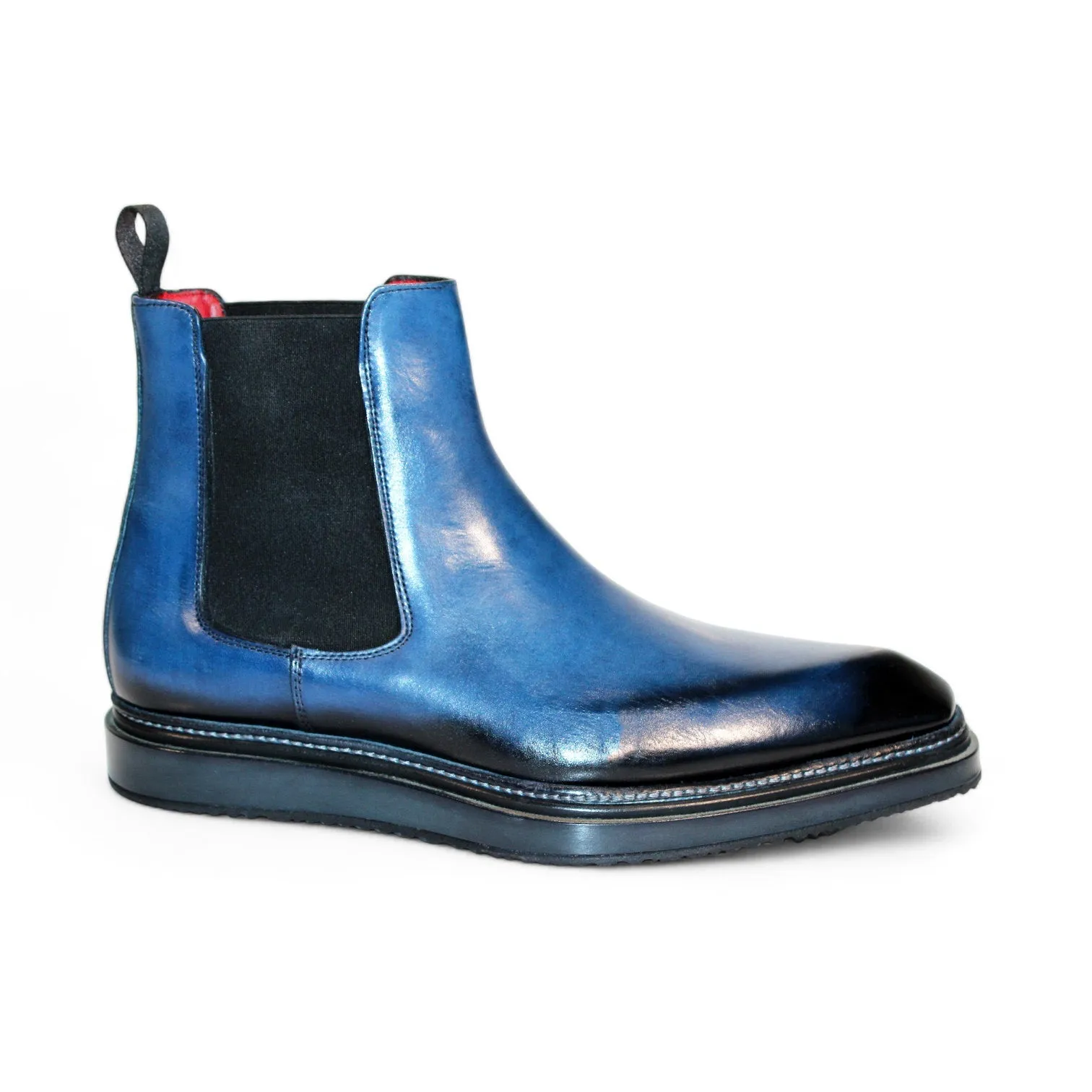 Emilio Franco Guido Men's Shoes Ocean Blue Calf-Skin Leather Boots (EF1254)