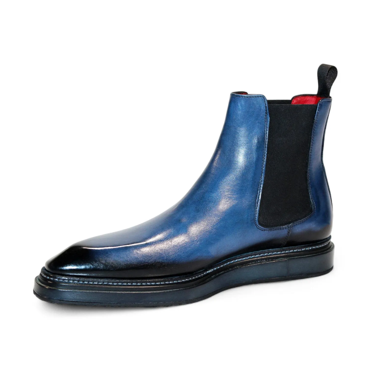 Emilio Franco Guido Men's Shoes Ocean Blue Calf-Skin Leather Boots (EF1254)