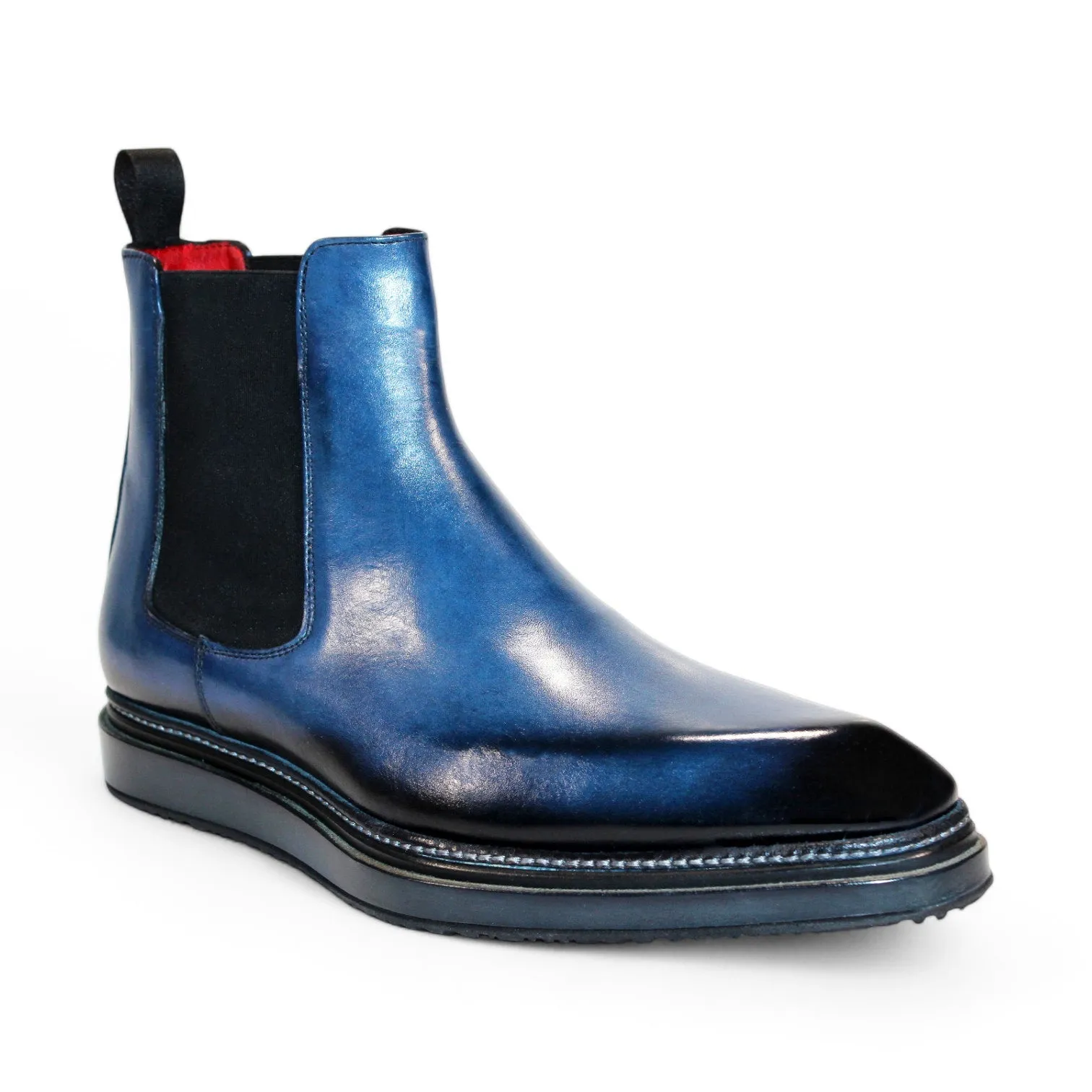 Emilio Franco Guido Men's Shoes Ocean Blue Calf-Skin Leather Boots (EF1254)