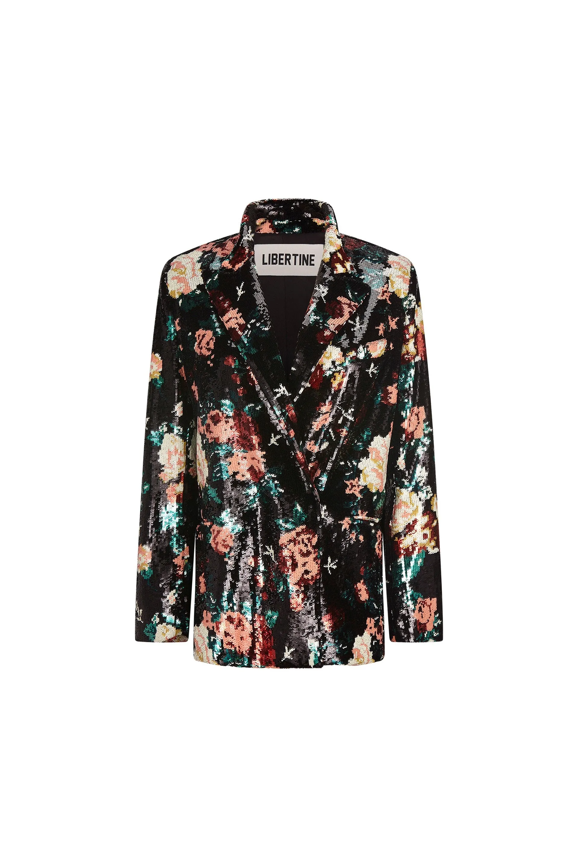 'EMMA BLACK SEQUIN FLORAL' DOUBLE BREASTED BLAZER