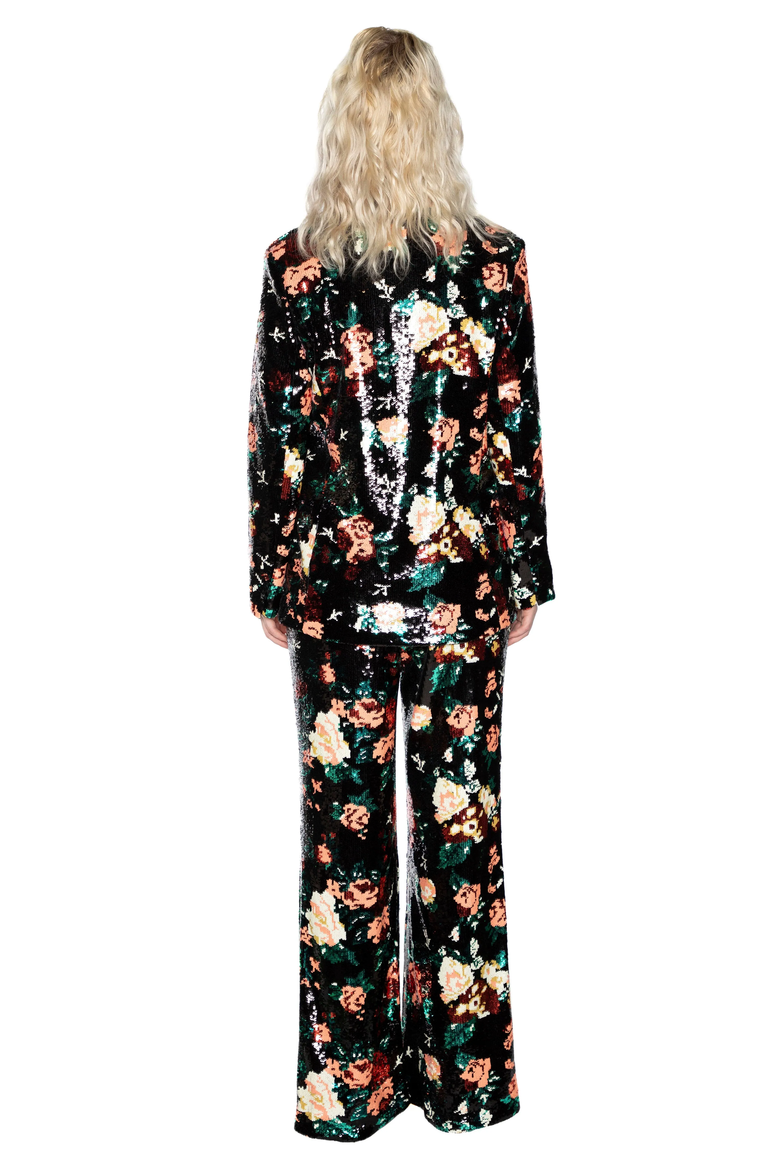 'EMMA BLACK SEQUIN FLORAL' DOUBLE BREASTED BLAZER