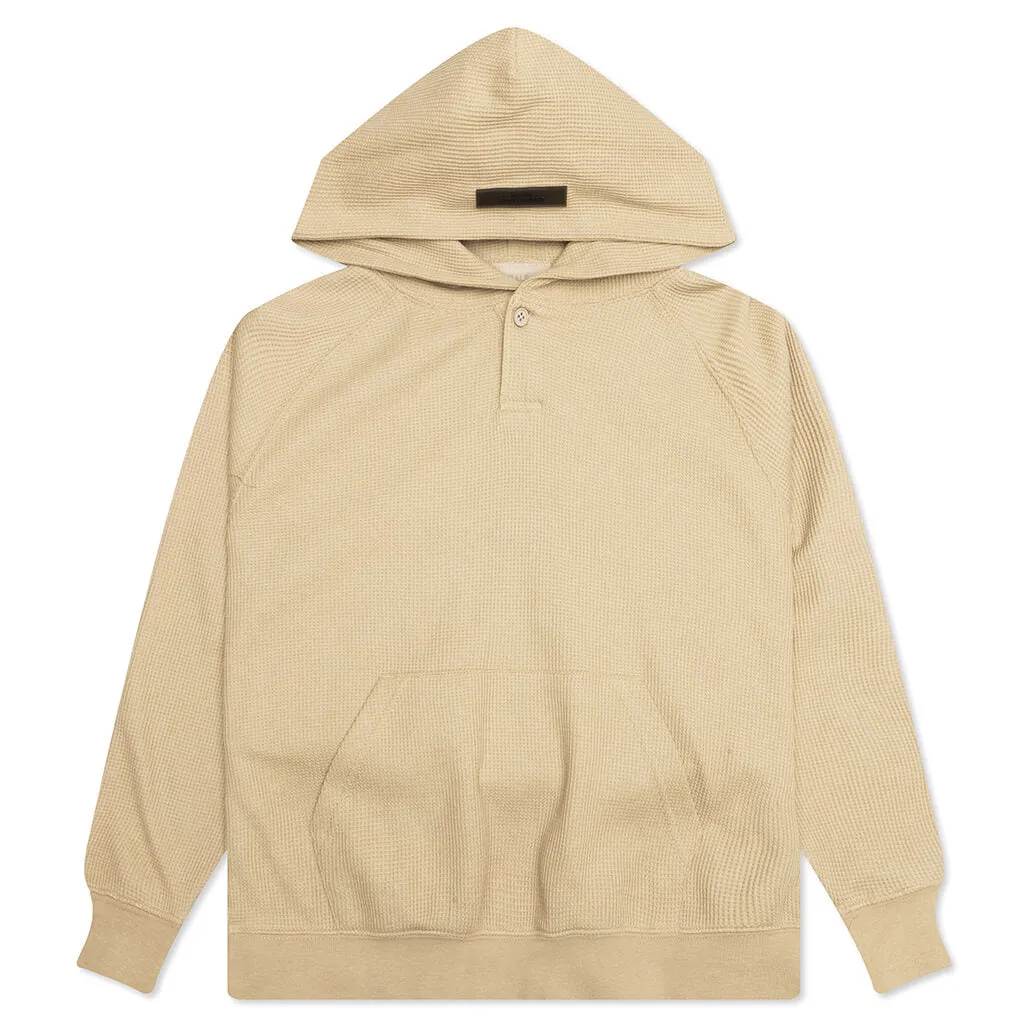 Essentials Kid's Waffle Henley Hoodie - Oak