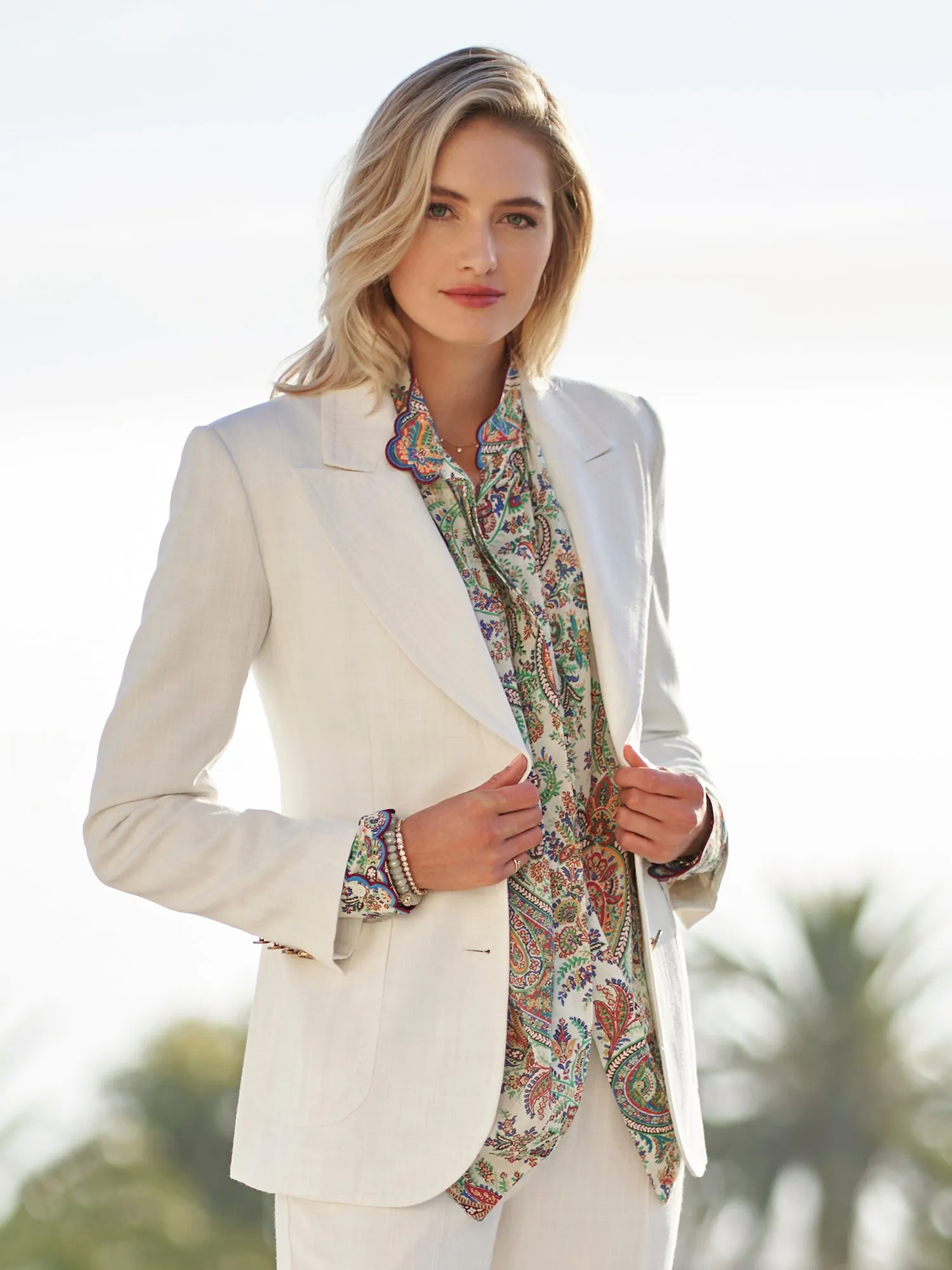 Etta Linen and Wool Blend Blazer