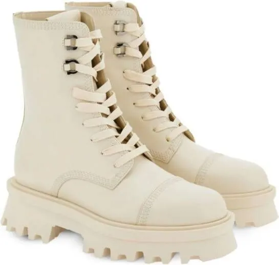 Ferragamo lace-up leather boots White