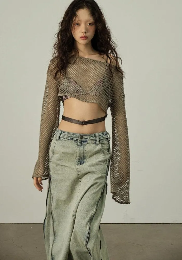 Fishnet Crop Shrug Sweater