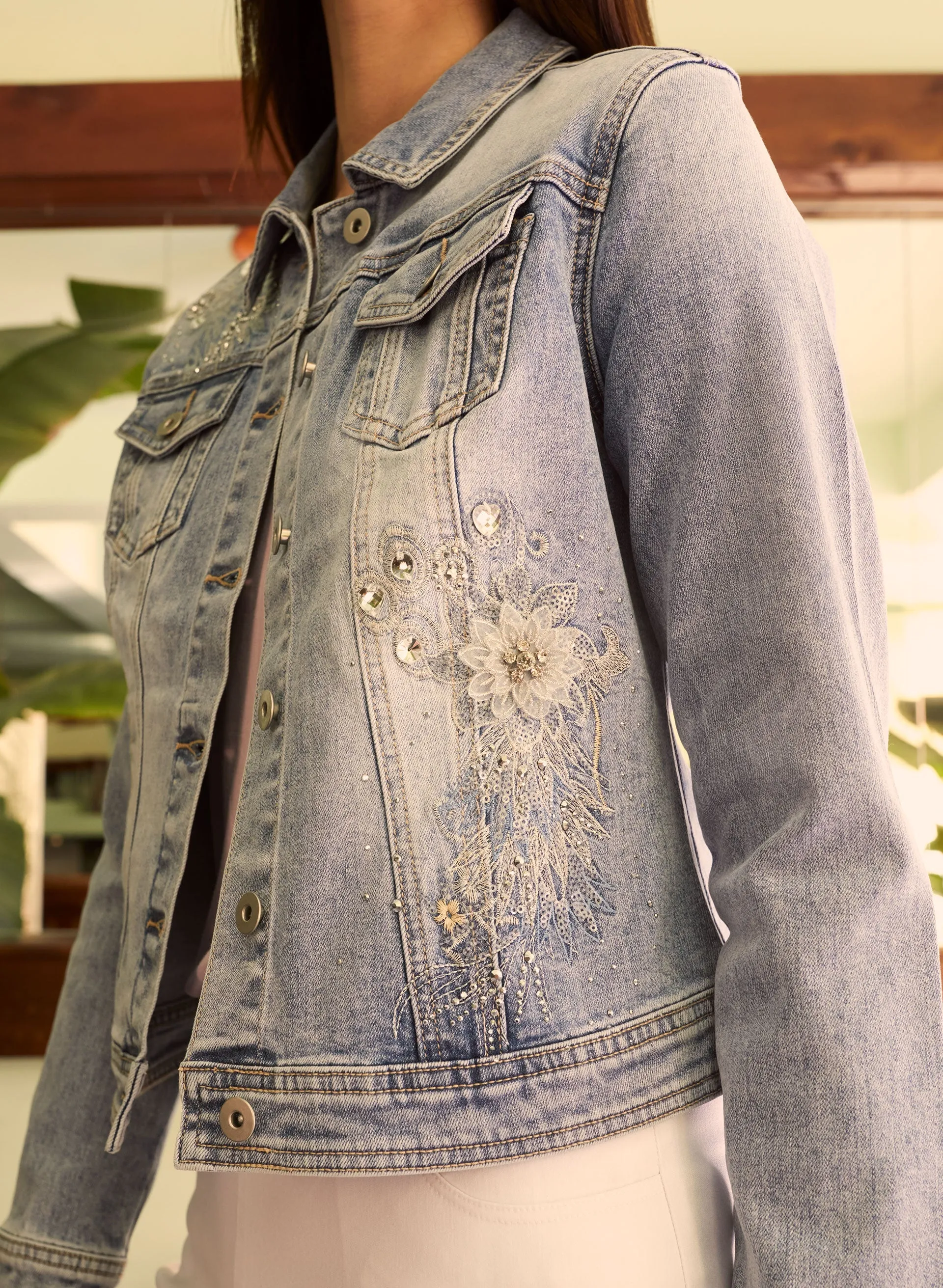 Floral Embroidered Denim Jacket