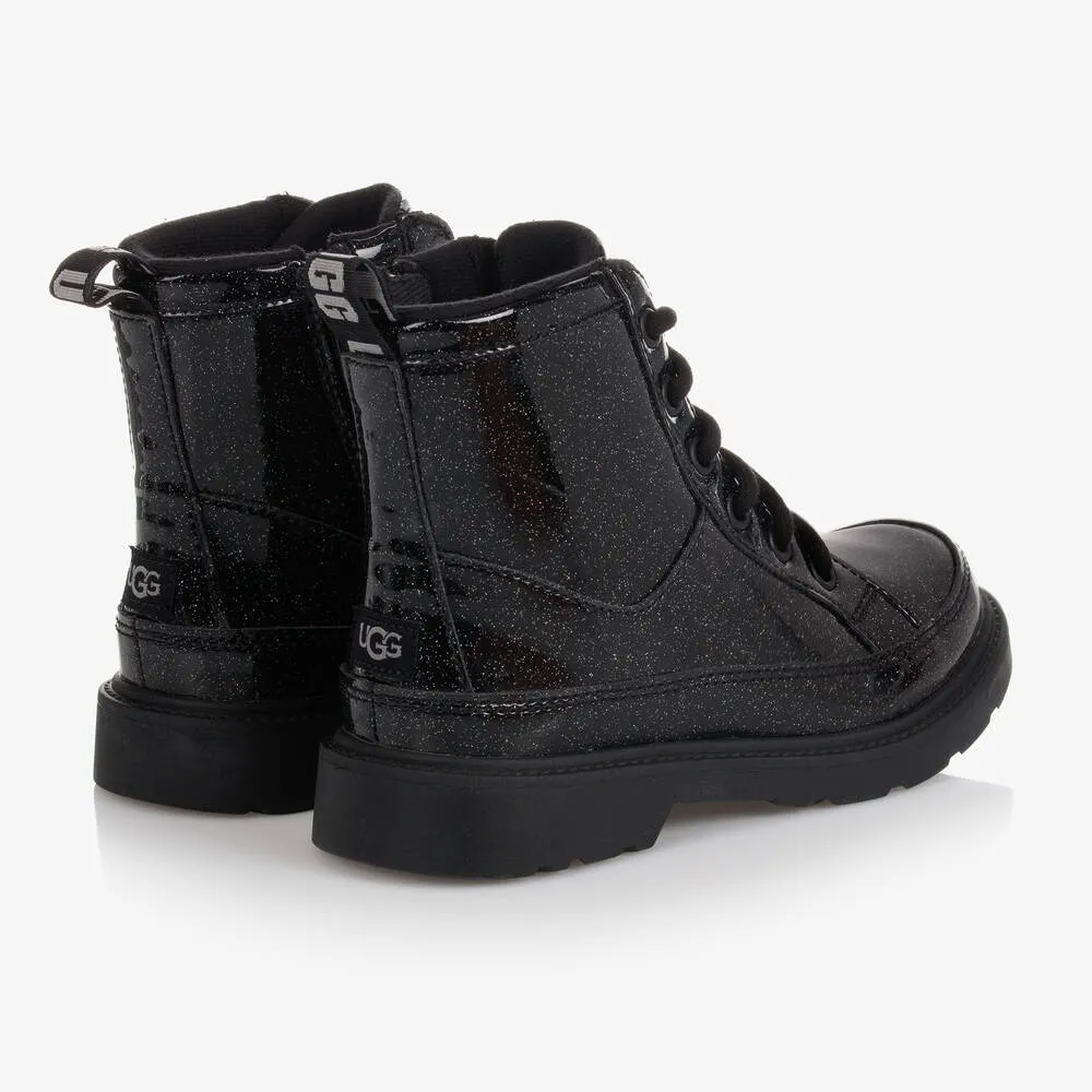 Girls Black Glitter Boots