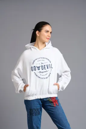 Go Devil Originals Printed Grey Hoodie for Women