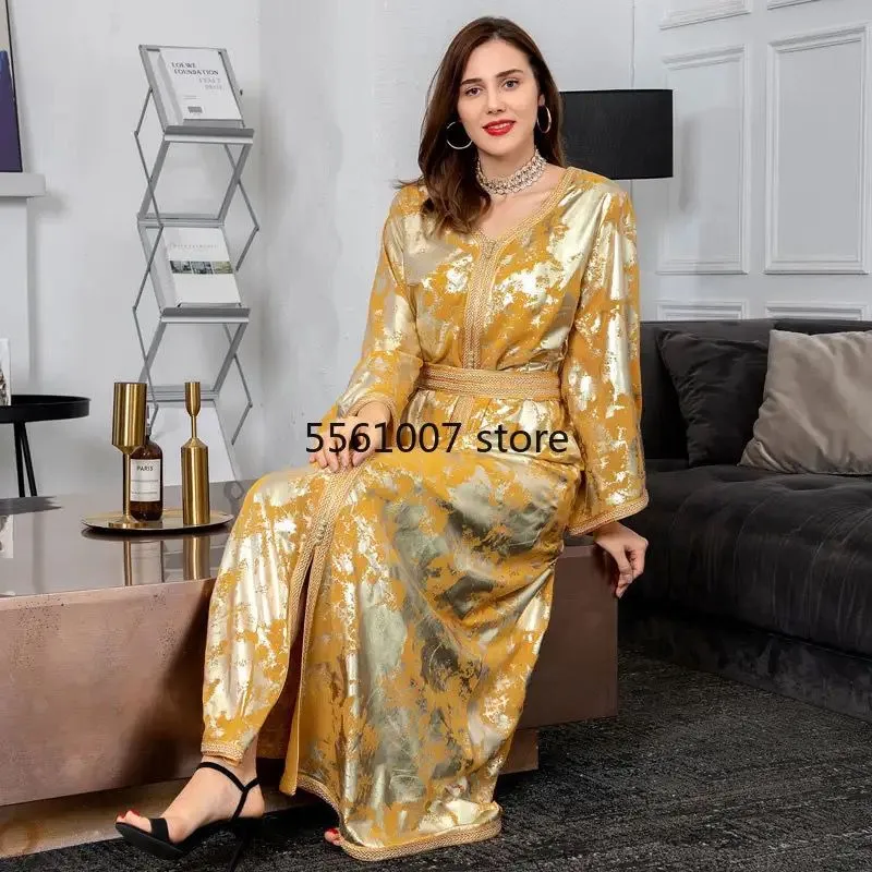 Gold Chiffon Abaya Dress Women S S4538201