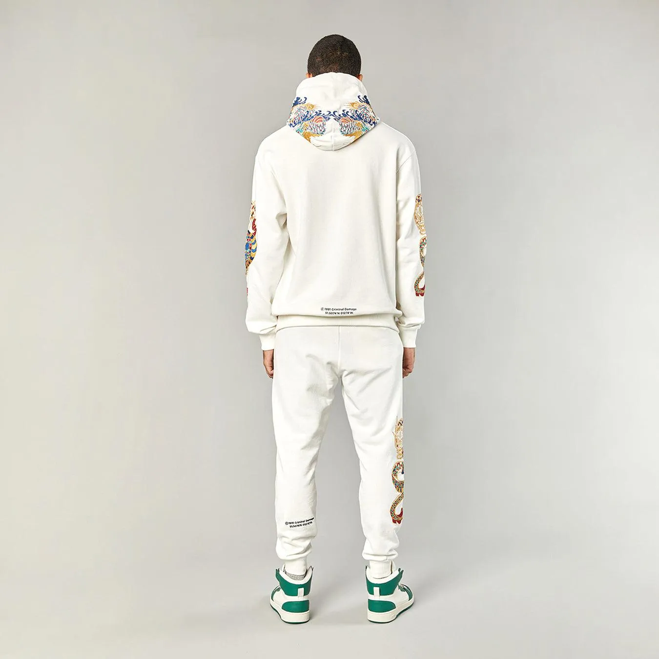 GOLD DRAGON EMBROIDERY HOODIE - OFF WHITE