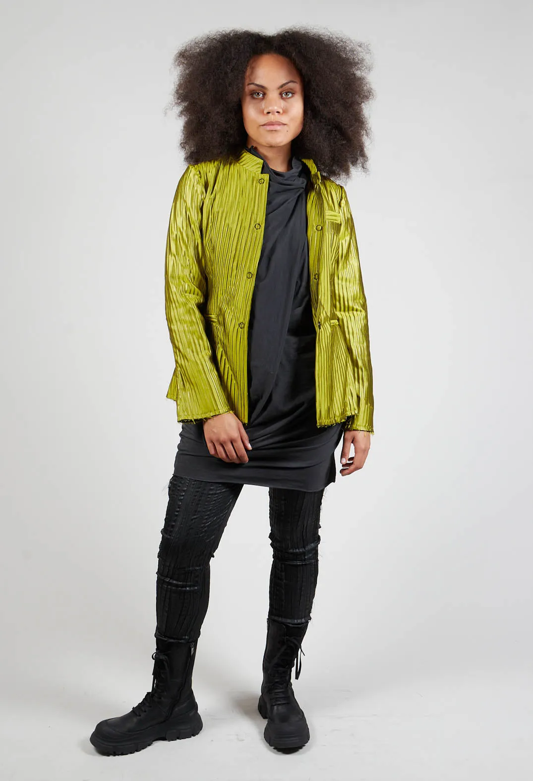 Grandad Collar Jacket in Lime