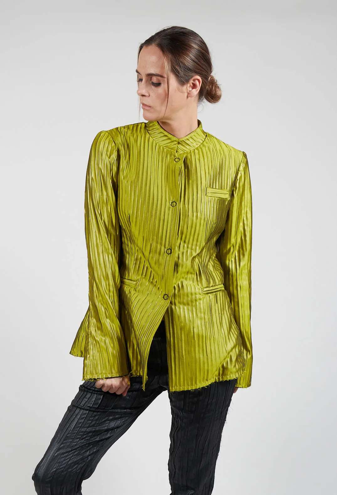 Grandad Collar Jacket in Lime