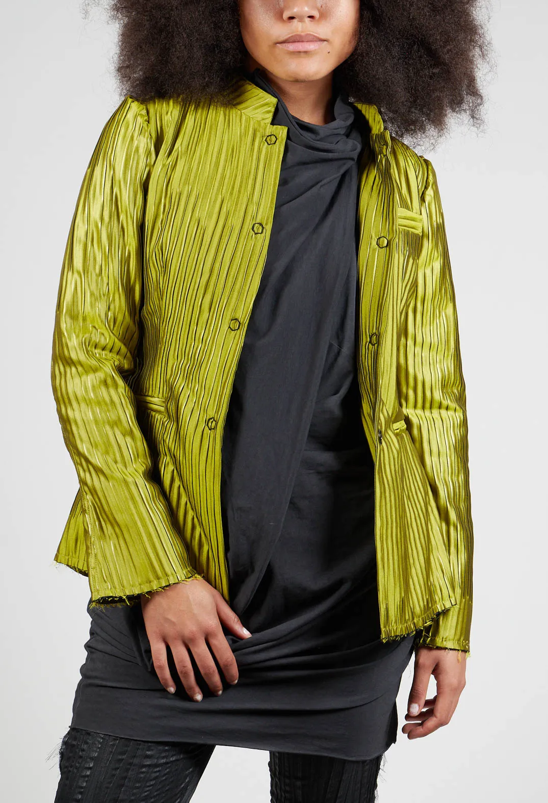 Grandad Collar Jacket in Lime