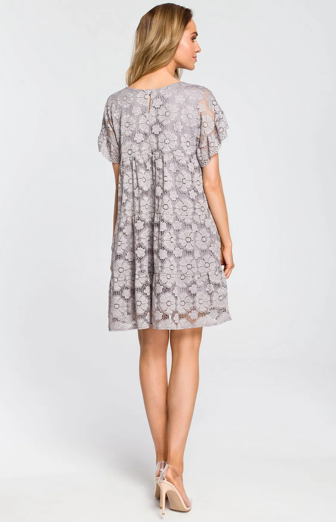 Gray lace A line dress