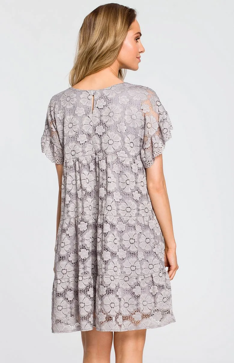 Gray lace A line dress