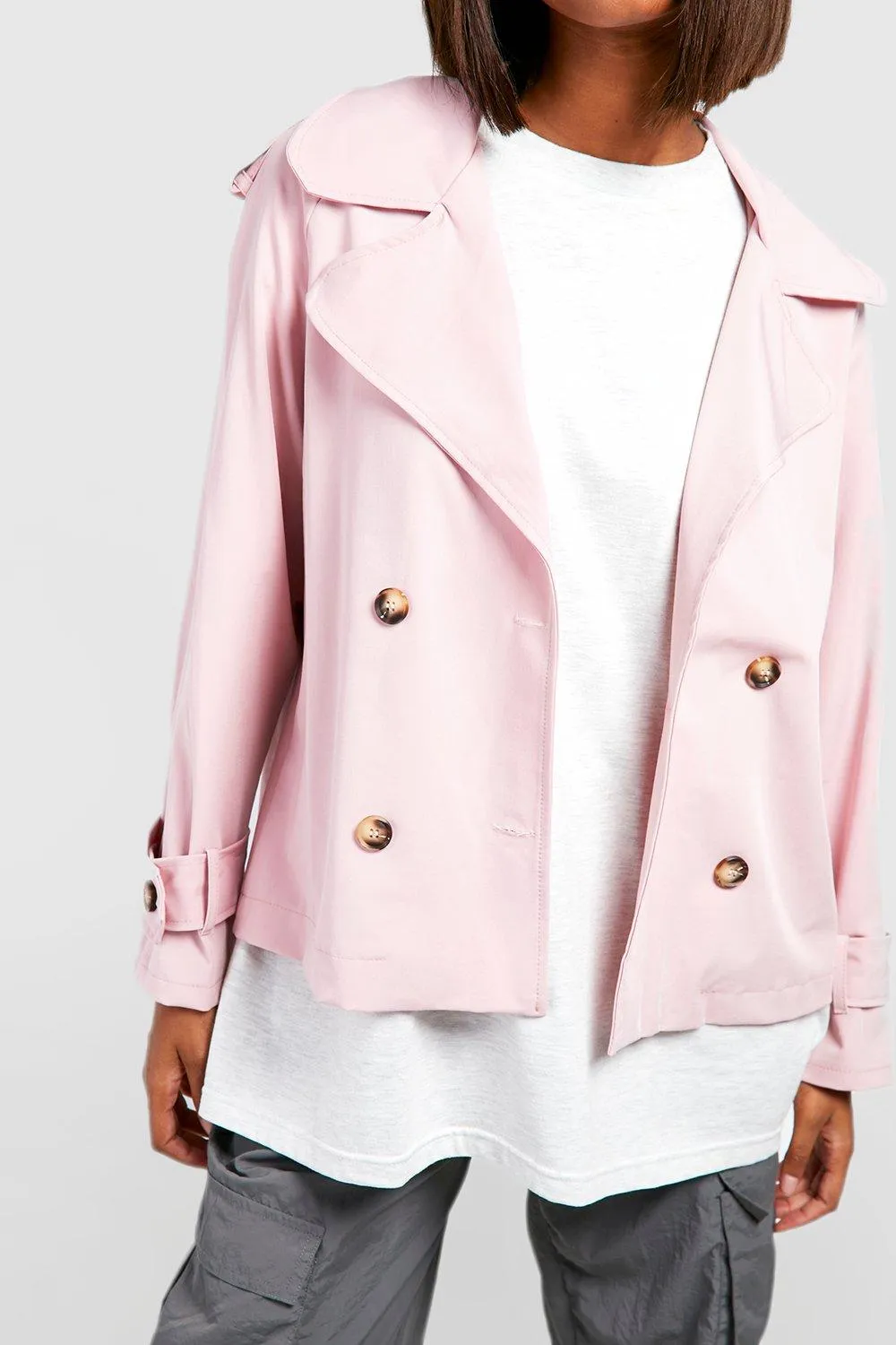 Jackets & Coats | Double Breasted Short Trench | boohoo