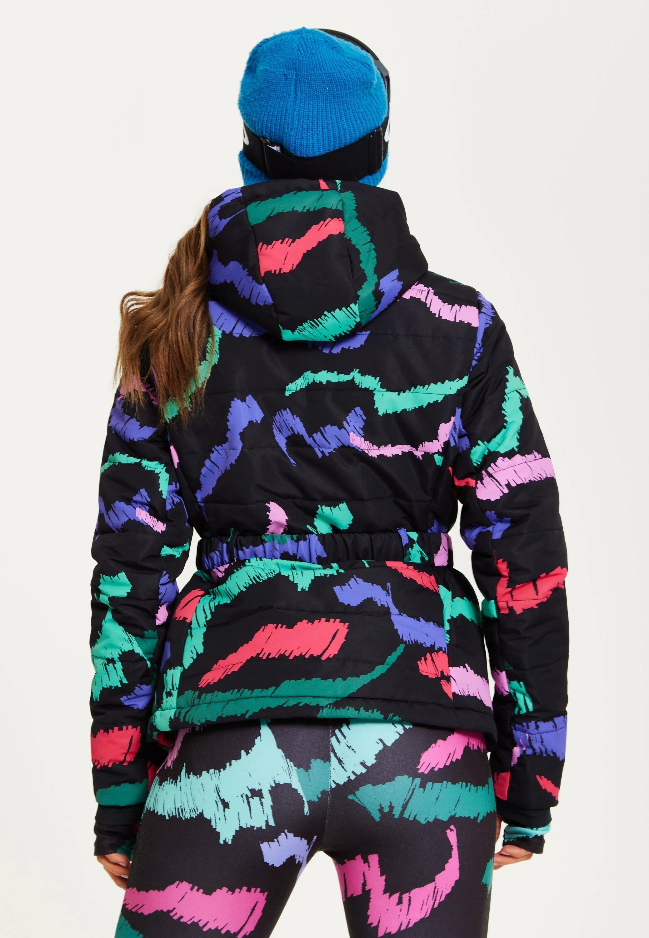 Jackets & Coats | Ski Waterproof Jacket In Black Abstarct Print | Liquorish