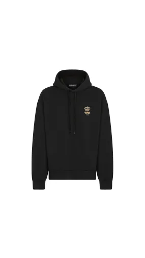 Jersey Hoodie with Bee Embroidery - Black