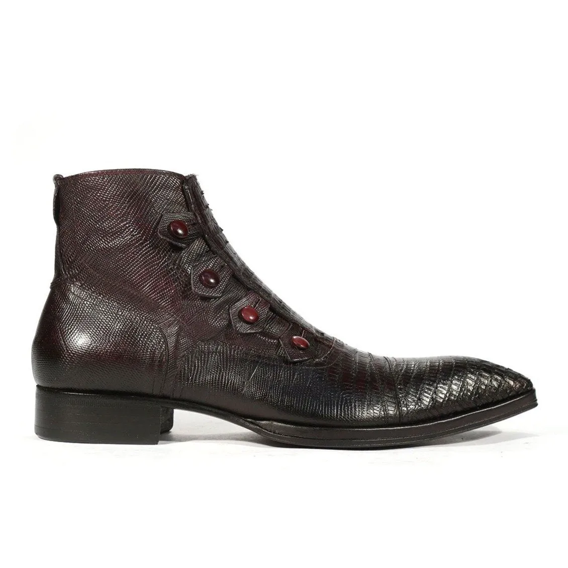 Jo Ghost 2379 Men's Shoes Burgundy Lizard Print / Calf-Skin Leather Boots (JG5254)