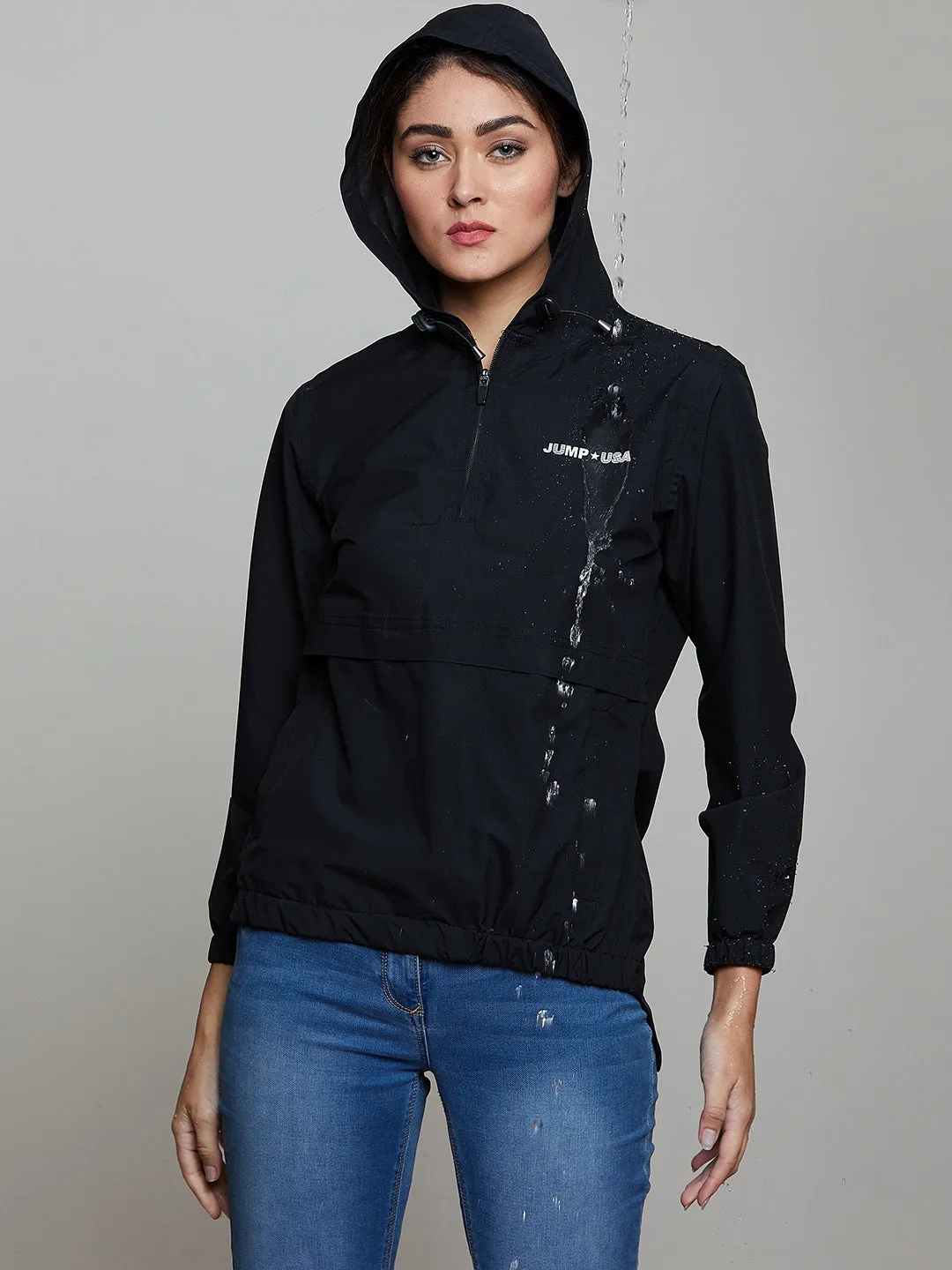 JUMP USA Women Black Solid Rain Jacket