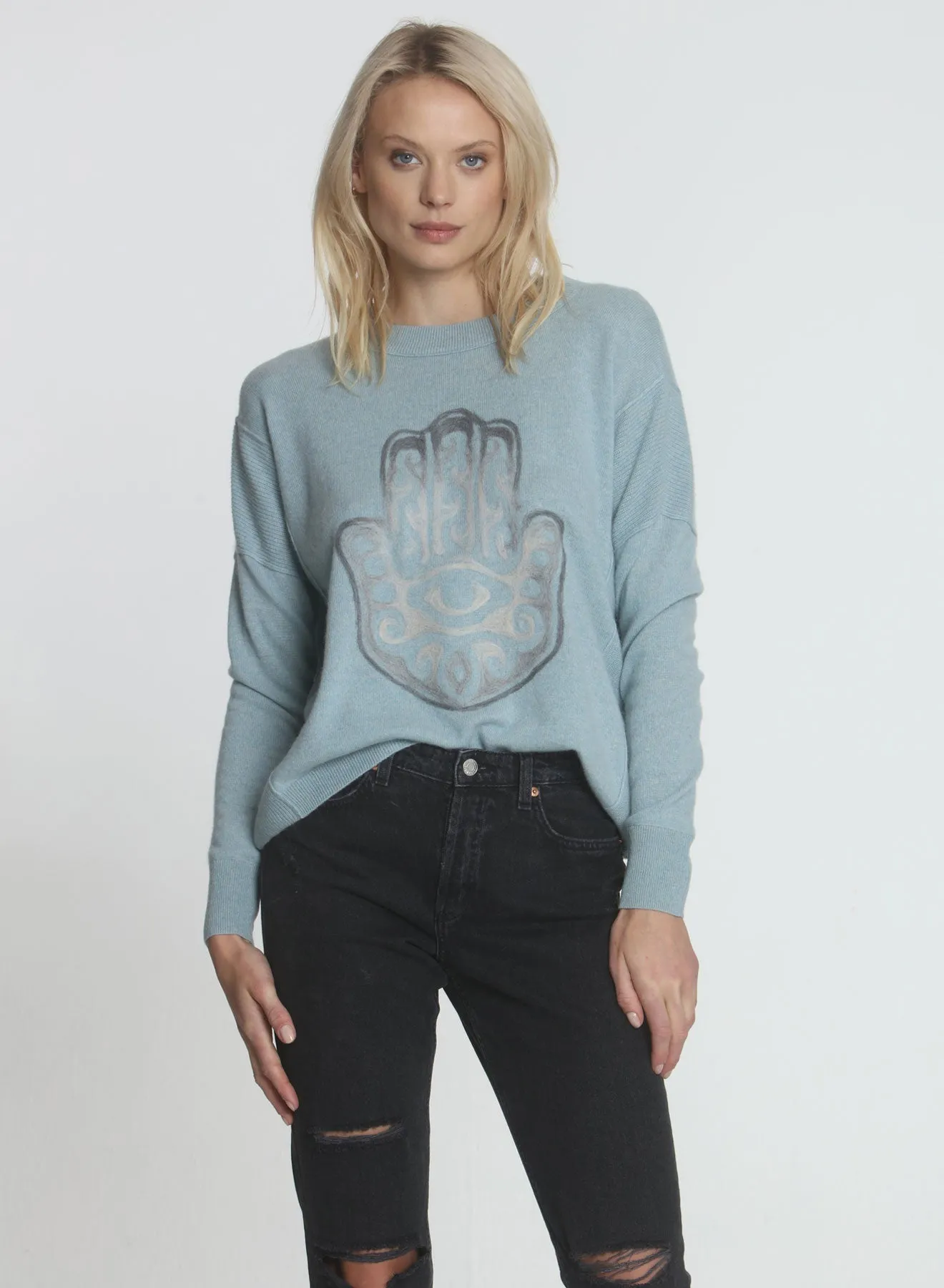 Label + Thread Hamsa Hand Crew Sweater