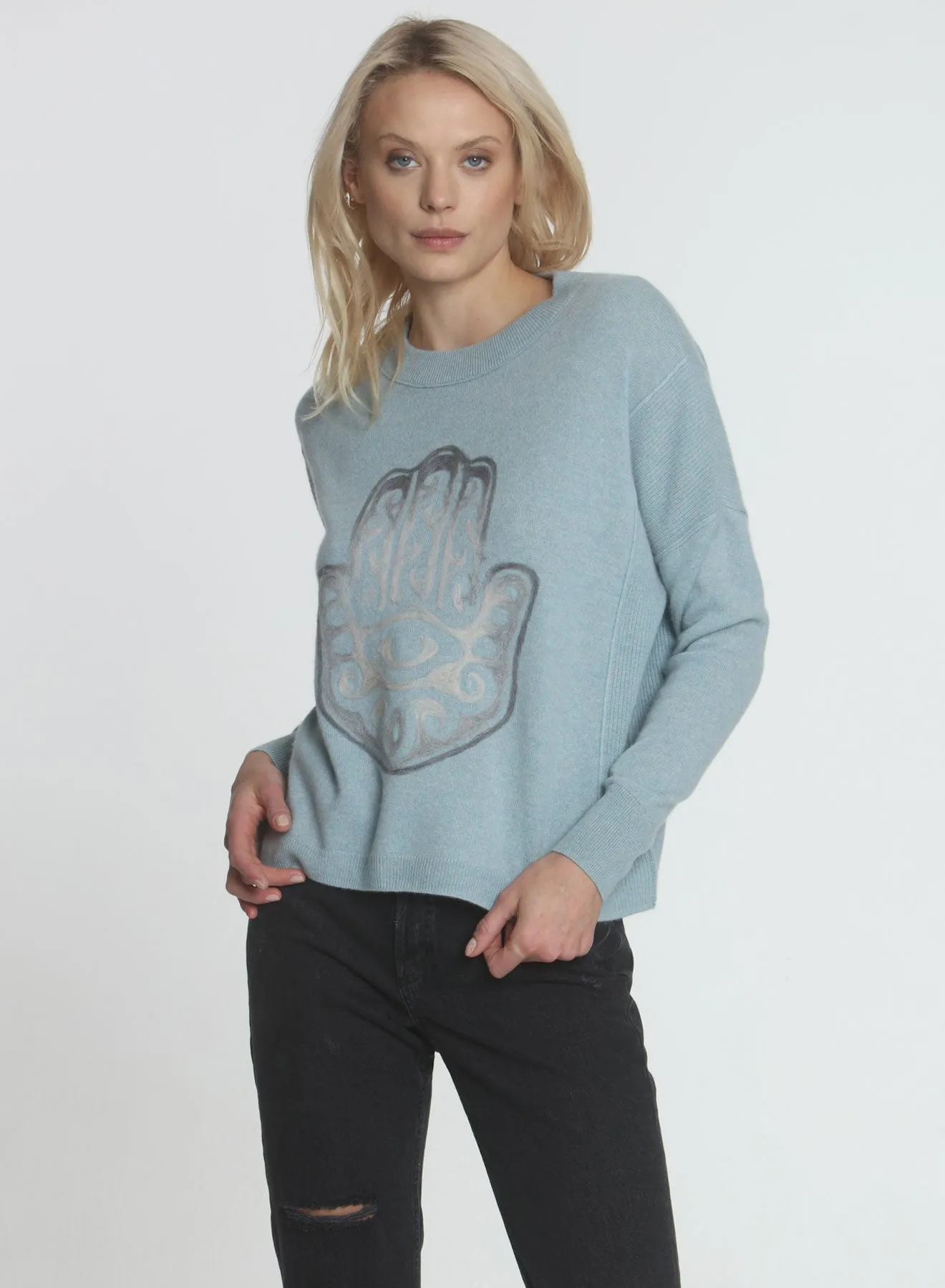 Label + Thread Hamsa Hand Crew Sweater