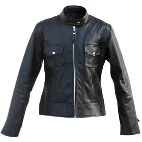 Leather Skin Black Unisex Premium Genuine Leather Jacket w/ Front Pock - Leather Skin Shop