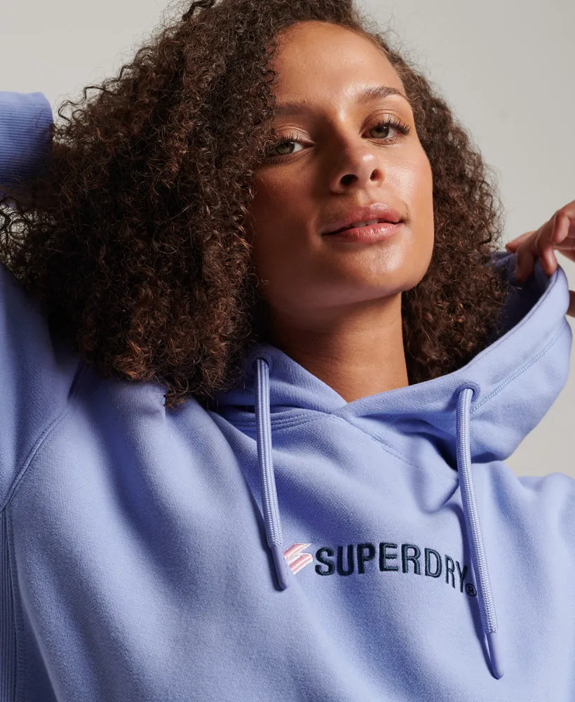 Logo Applique Oversized Crew Hoodie | Jacaranda