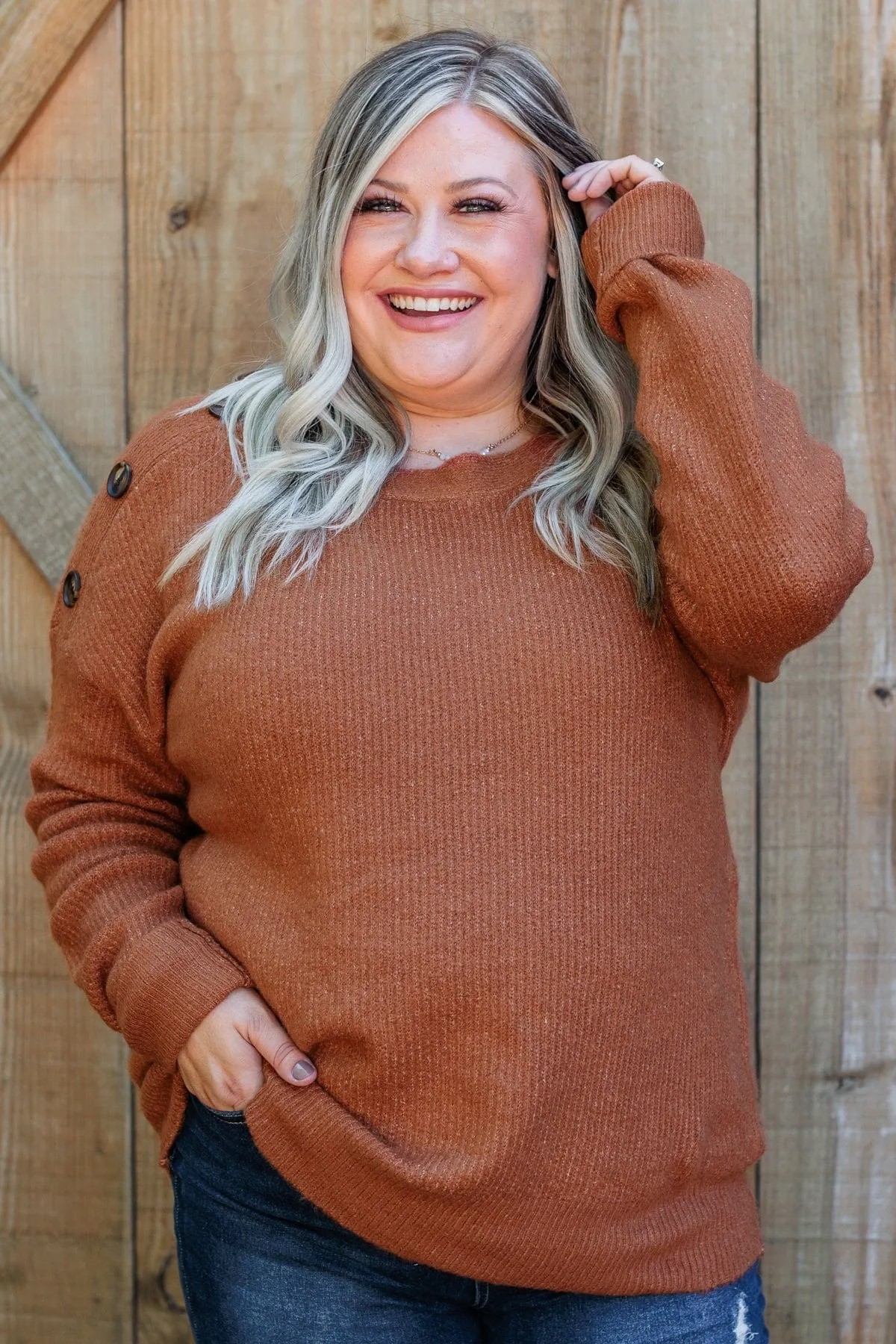 Love Beyond Words Knit Sweater- Rust