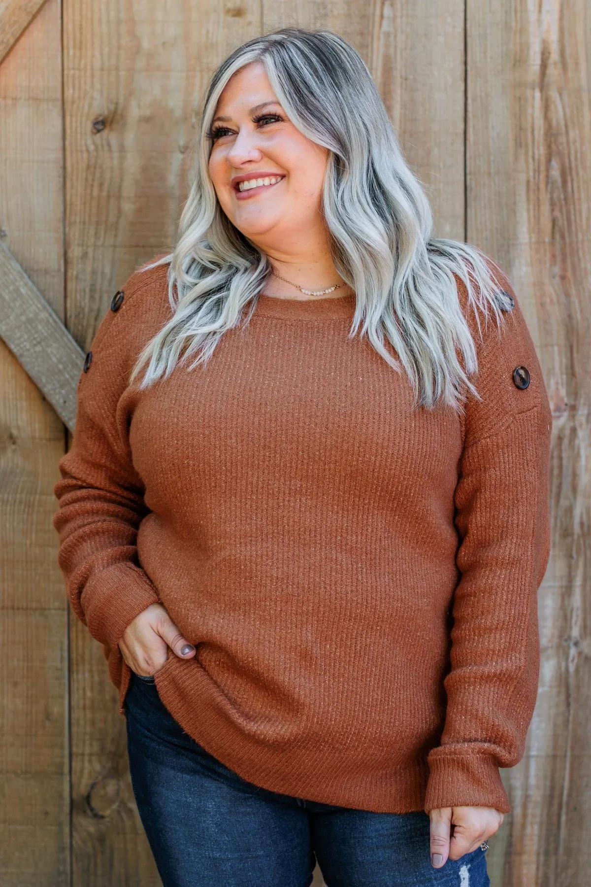 Love Beyond Words Knit Sweater- Rust