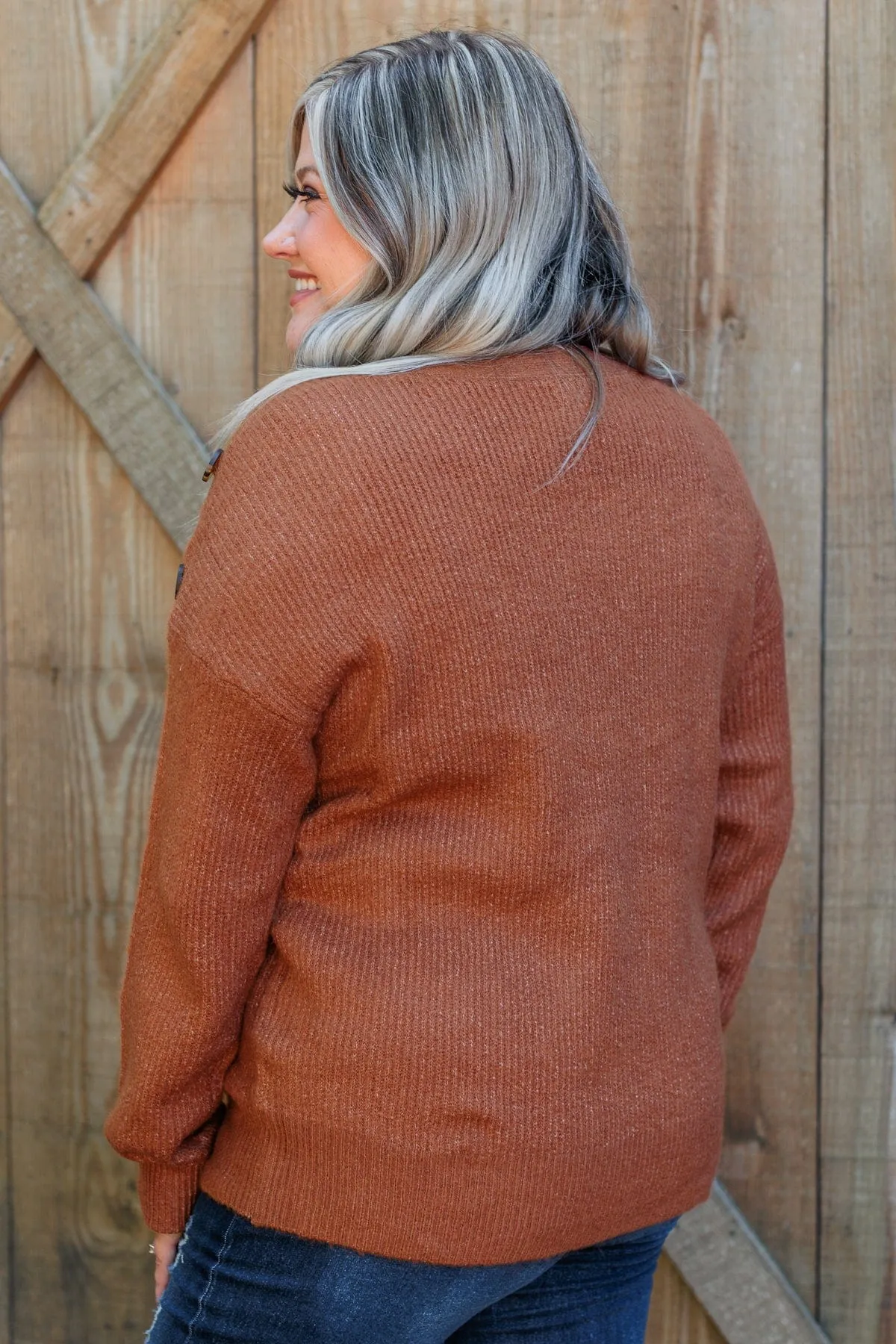 Love Beyond Words Knit Sweater- Rust