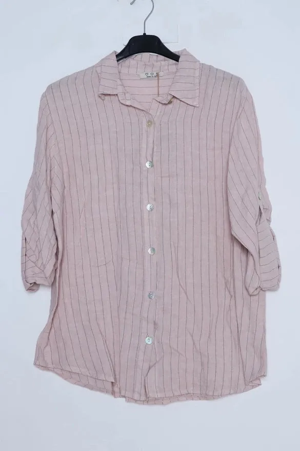 Made In Italy Linen Striped Shirt